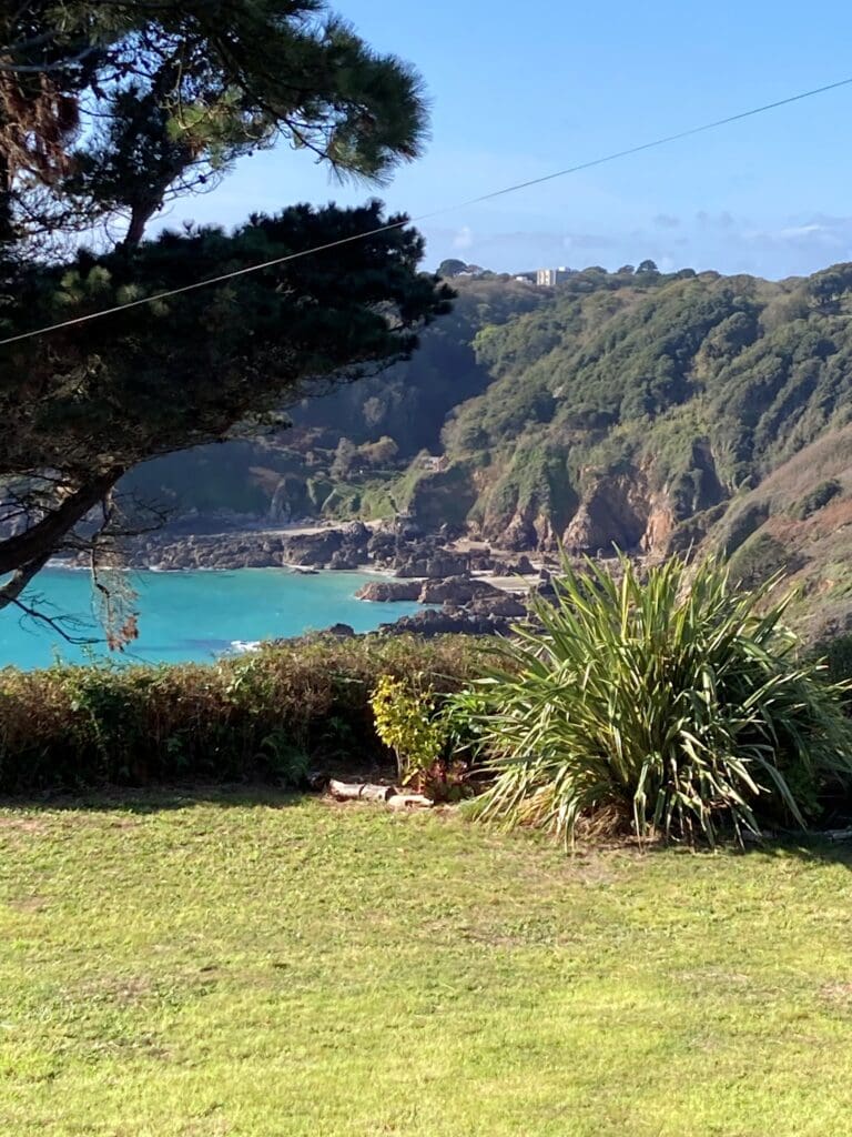 Moulin Huet Bay from above the cliffs