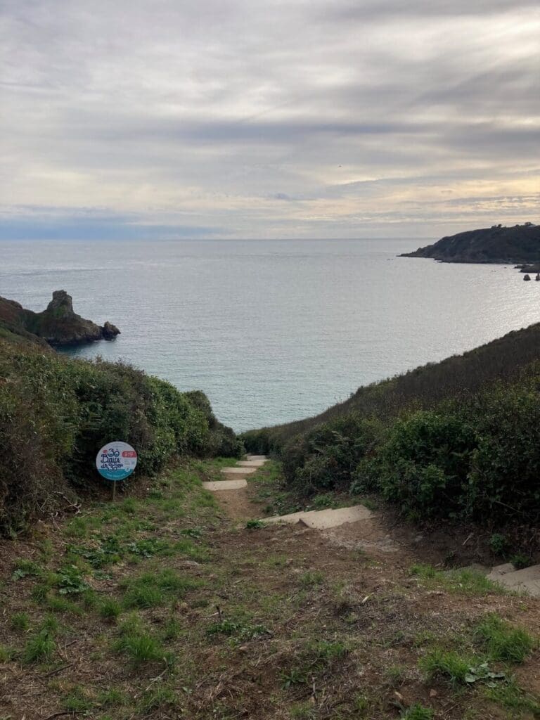 Cliff path steps down towards Petit Port